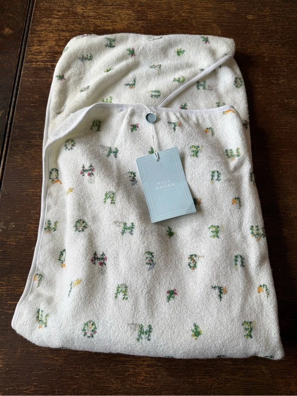NWT Hill House Home hooded baby towel - alphabet pattern